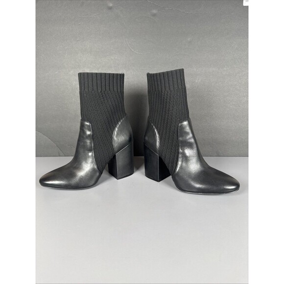 Vince‎ Camuto DIANDRA Black Leather Sock Bootie Chunky Heel Pull On Boot Sz 7 M - Picture 9 of 12